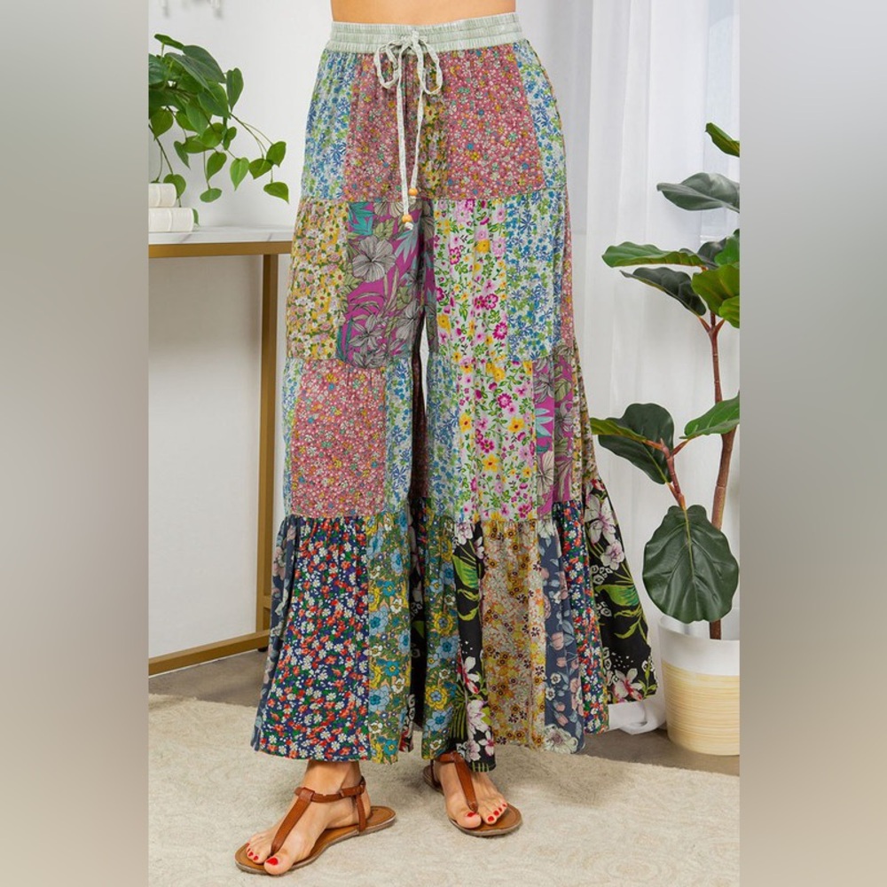 YOUNG THREADS NWOT! New Boho Patched Wide Pants